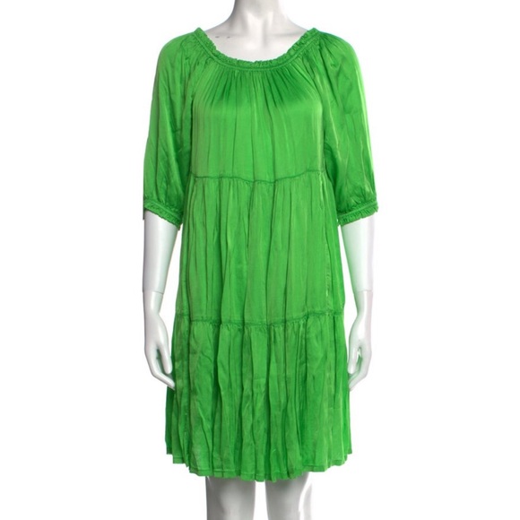 Raquel Allegra Apple Green Satin Dress Size 2 (Medium) NEW - Picture 1 of 12